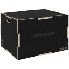 PURE Multi-Faceted Jump Box, Wooden Step Up Box, for Home, Gym, Exercise, 41/51/61cm - Black