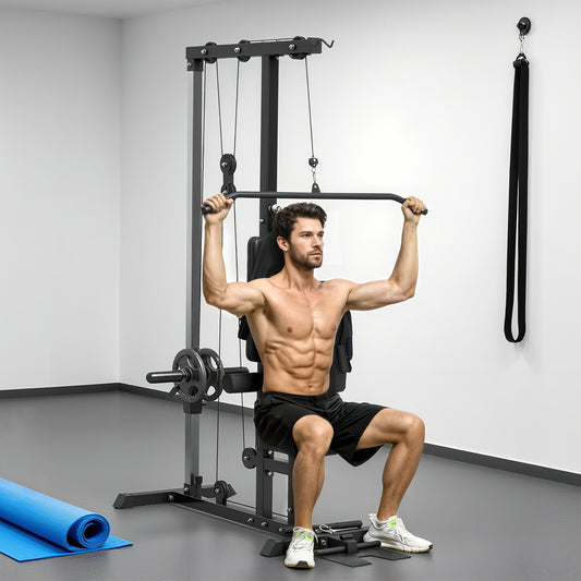 PURE Pull Up Station, Power Cage with Adjustable Seat, for Home Gym - Black