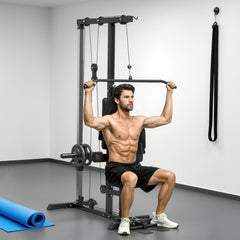 PURE Pull Up Station, Power Cage with Adjustable Seat, for Home Gym - Black