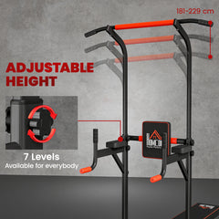 PURE Multifunction Power Tower Home Workout Dip Station w/ Sit-up Bench Push-up Bars and Tension Ropes Fitness Equipment Office Gym Training