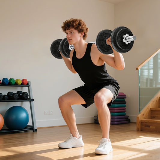 PURE 2-in-1 Adjustable Dumbbells Set, 20kg Weights Dumbbells Set with Non-Slip Grip for Strength Training, Weight Lifting, Bodybuilding, Home Gym Workout Equipment for Men & Women