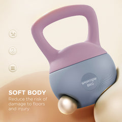 PURE 8KG Soft Kettlebell, Kettlebell with Non-Slip Handle for Home Gym, Weight Lifting, Strength Training, Purple/Grey
