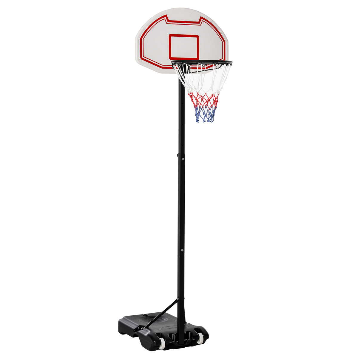 PURE Basketball Hoop Outdoor, Portable Basketball Hoop and Stand with Weighted Base, Portable on Wheels, 1.55-2.1m, for Teens, Juniors, Adults, White