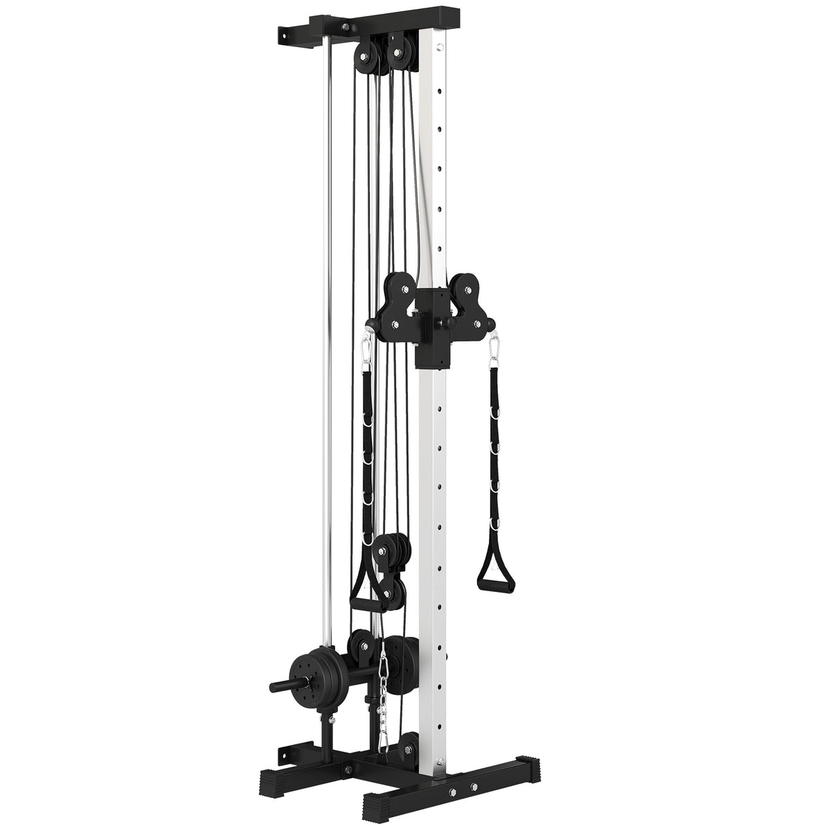 PURE Wall Mount Cable Machine, 15 Positions Adjustable Cable Crossover Machine Dual Pulley System for Home Gym