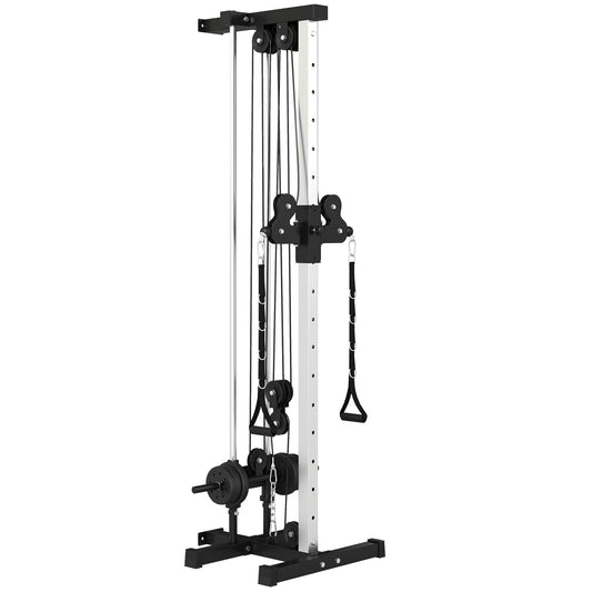 PURE Wall Mount Cable Machine, 15 Positions Adjustable Cable Crossover Machine Dual Pulley System for Home Gym