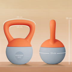 PURE 8KG Soft Kettlebell, Kettlebell with Non-Slip Handle for Home Gym, Weight Lifting, Strength Training, Orange/Grey