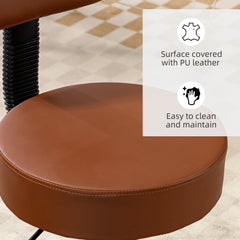 PURE Beautician's Swivel Salon Chair w/ Padded Seat Back 5 Wheels Adjustable Height Salon Hairdressers Tattoo Spa Rolling Cushion Professional 48cm Brown