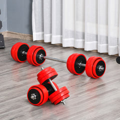 30KGS 2-In-1 Barbell Weights Set with Non-slip Grip for Strength Muscle Training, Weight Lifting for Home Gym Fitness