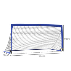 PURE Set of 2 Football Goal Net 6 x 3 ft Foldable Outdoor Sport Training Teens Adults Football with Carrying Bag Blue