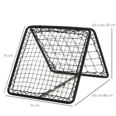 PURE Angle Adjustable Double Sided Rebounder Net Training Aid Target Soccer Goal Kickback For Football, Baseball, Basketball - 75L x 75W cm