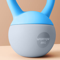 PURE 8KG Soft Kettlebell, Kettlebell with Non-Slip Handle for Home Gym, Weight Lifting, Strength Training, Light Blue/Grey