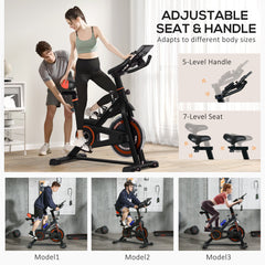 Exercise Bike, 8kg Flywheel Stationary Bike Indoor Cycling Machine with Adjustable Resistance Seat Handlebar, Black