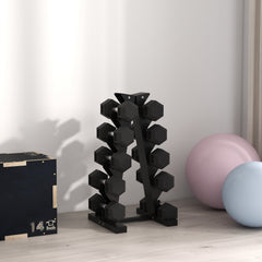 PURE Five-Tier Dumbbell Storage Rack, for Home Gym Exercise - Black