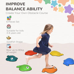 PURE 6 Pcs Balance Stepping Stones Kids for Sensory with Non-slip Edge, Stackable Outdoor Indoor Obstacle Course