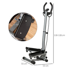 PURE Adjustable Twist Stepper Fitness Step Machine, LCD Screen, Height-Adjust Handlebars, Home Gym, Silver and Black
