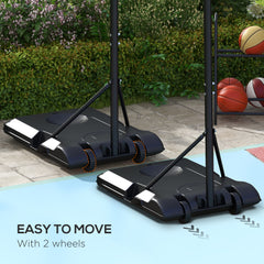 PURE Adjustable Basketball Stand Net System, with Wheels, Enlarged Base, PE, Backboard, 179-209cm