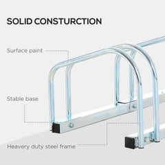 Bicycle Parking Stand for 3 Bikes, Floor or Wall Mount, Cycle Storage Locking Rack, Silver