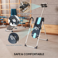 PURE Foldable Gravity Inversion Table Back Therapy Home Fitness Bench Black