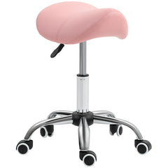 PURE Saddle Stool, Height Adjustable Salon Chair for Massage Spa, Faux Leather, Pink