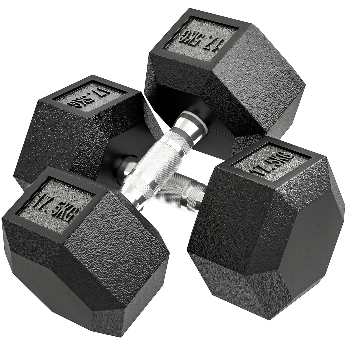 PURE 2x17.5KG Rubber Hex Dumbbell Portable Hand Weights Dumbbell Home Gym