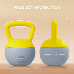 PURE 10KG Soft Kettlebell, Kettlebell with Non-Slip Handle for Home Gym, Weight Lifting, Strength Training, Yellow/Grey
