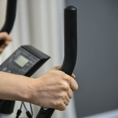 PURE Quiet Exercise Bike with 8-Level Magnetic Resistance and Heart Rate Sensor, for Home Gym, White and black