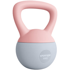 PURE 6KG Soft Kettlebell, Kettlebell with Non-Slip Handle for Home Gym, Weight Lifting, Strength Training, Pink/Grey