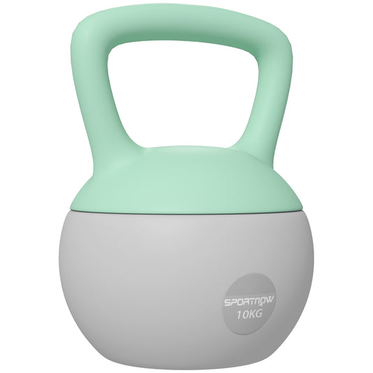 PURE 10KG Soft Kettlebell, Kettlebell with Non-Slip Handle for Home Gym, Weight Lifting, Strength Training, Green/Grey