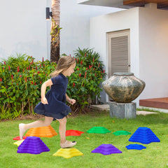 Outsunny 11-Piece Balance Stepping Stones for Kids Starfish Style Non-slip Obstacle Course Stackable Balance Blocks Garden Toys Encourage Toddler Sensory Toys Indoor Outdoor - Multicoloured