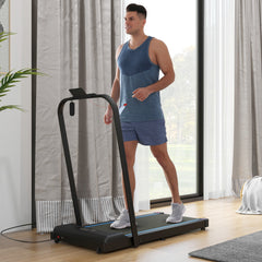 2.5HP Walking Pad, 1-6km/h Folding Treadmill with Remote Control and LED Display for Home Gym Office, Blue