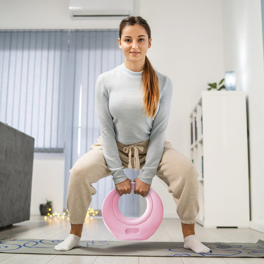 PURE 12kg Kettlebell, Kettle Bell with Wide Handle for Home Gym, Weight Lifting, Strength Training, Pink