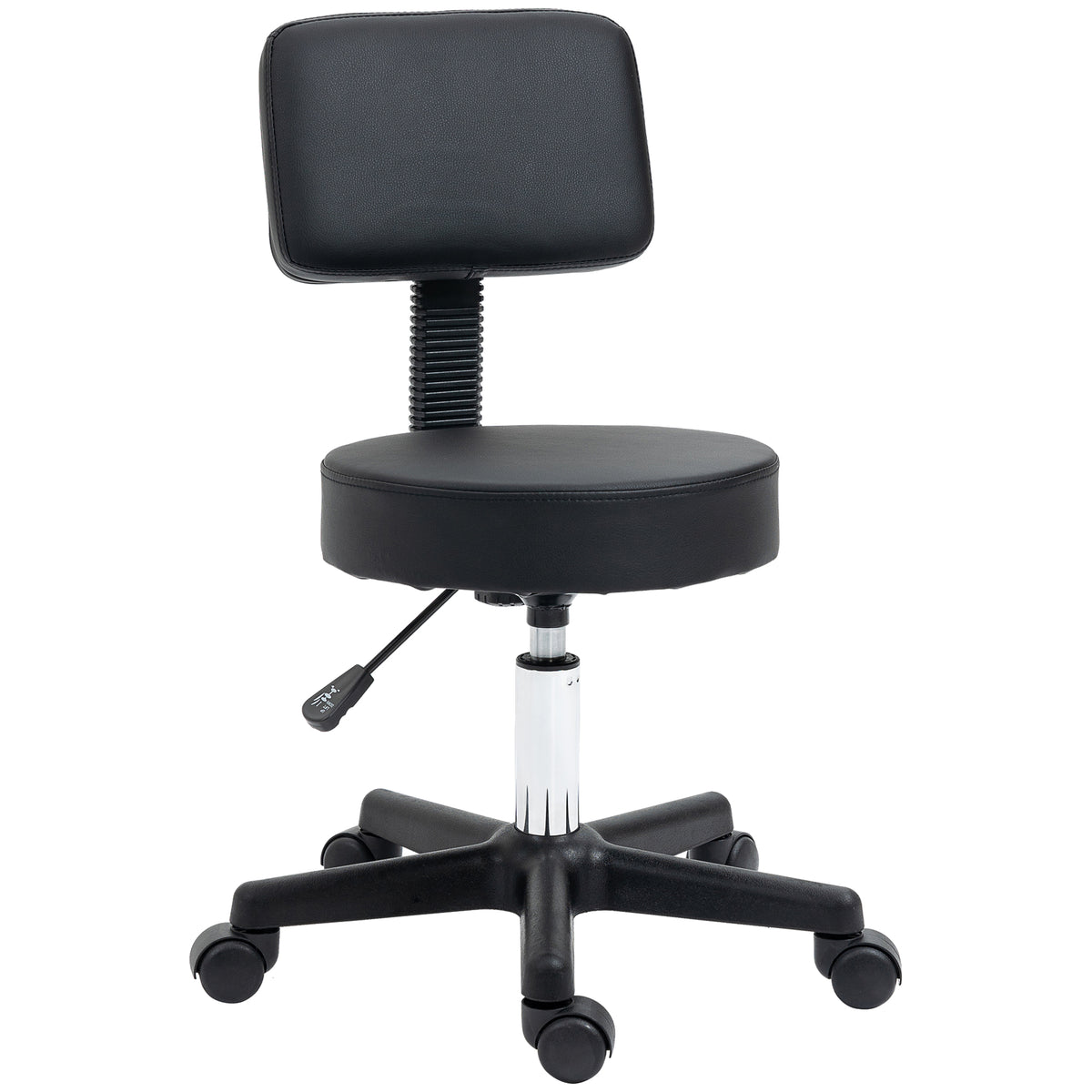 PURE Swivel Salon Chair w/ Padded Seat Back 5 Wheels Adjustable Height Salon Hairdressers Tattoo Spa Rolling Black