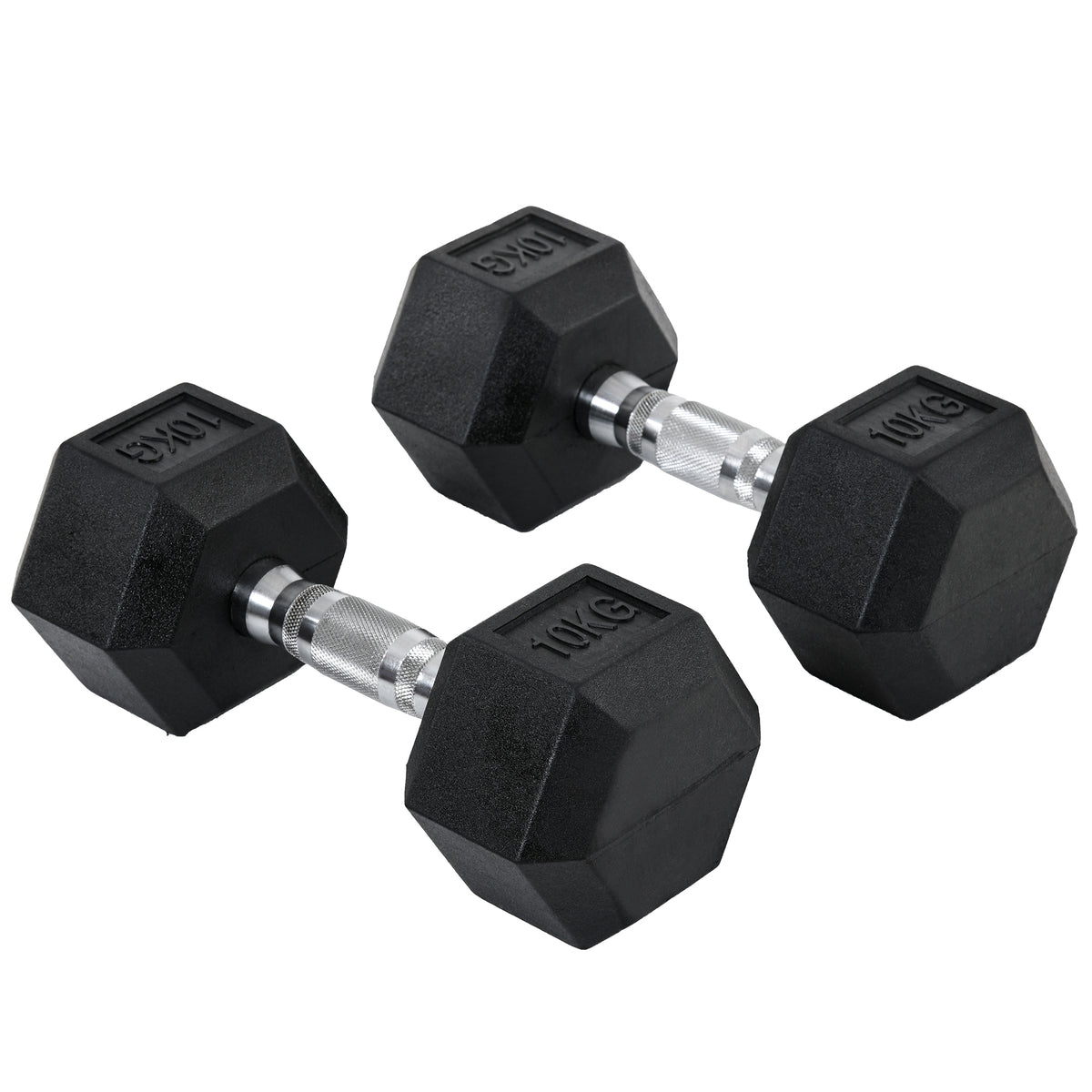 PURE 2x10kg Hex Dumbbells Set Rubber Dumbbells Weight Lifting Equipment Fitness Home Gym