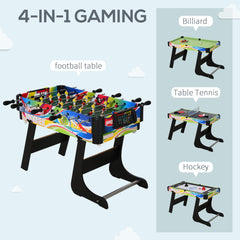 PURE Folding Multi Gaming Table 4 in 1 Hockey, Football Table, Table Tennis, Billiards For Play Fun
