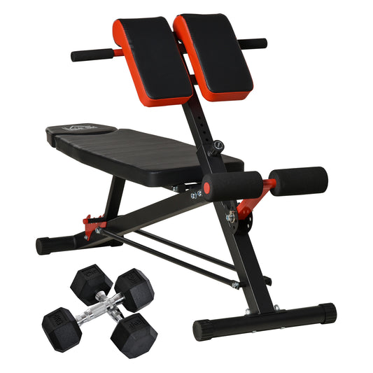PURE Multifunction Weight Bench with 2 Dumbbells, 7-Level Adjustable Hyper Extension Sit-up Bench