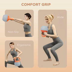 PURE 6KG Soft Kettlebell with Non-Slip Handle, for Home Gym, Weight Lifting, Strength Training, Orange/Grey