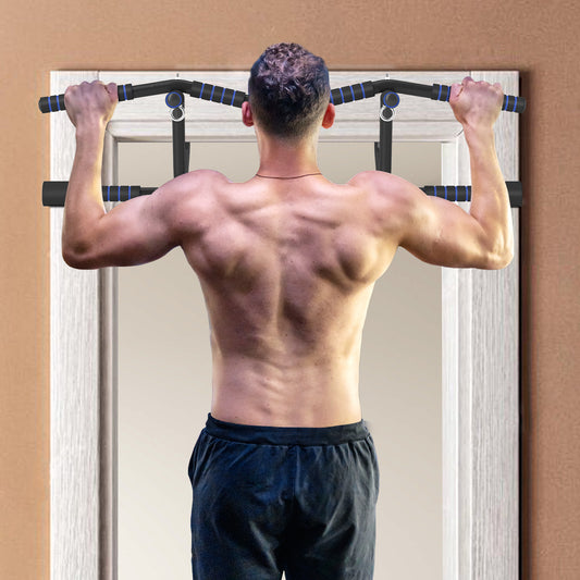 PURE Multi-Grip Doorway Pull Up Bar with Non-Slip Grips, Chin Up Bar with Anti-Fall Slot for Indoor Gym Upper Body Workout
