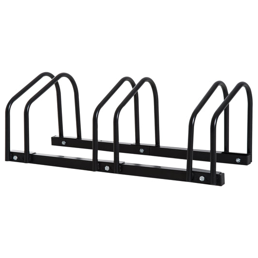 PURE Bike Stand Parking Rack Floor or Wall Mount Bicycle Cycle Storage Locking Stand (3 Racks, Black)