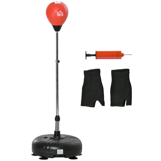 PURE Punching Bag with Stand, 133-151cm Adjustable Height, for Teens, Red/Black