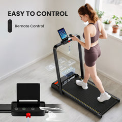 PURE Folding Walking Treadmill, Under Desk Walking Pad with Incline, Black