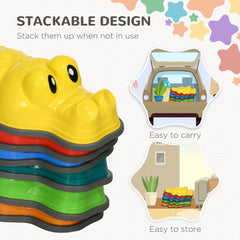 PURE 6PCs Kids Stepping Stones, Crocodile-Designed Sensory Toys, with Anti-Slip Edge Balance River Stones