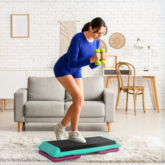 PURE 3-Level Aerobic Step 10/15/20cm Steppers for Exercise Workout w/ Non-Slip Top Compact Stepper Home Office Indoor Outdoor Fitness Equipment