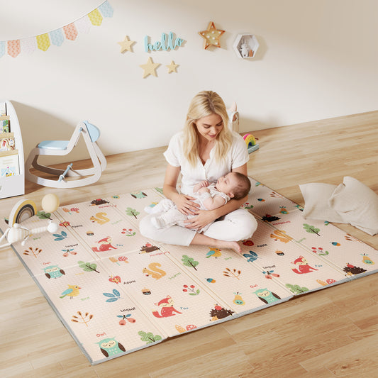 PURE Foldable Baby Play Mat Double-Sided, Reversible Foam Soft Crawling Mat for Toddlers, for Bedroom, Nursery and Playroom