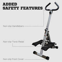 Stepper w/Handle Hand Grip Workout Fitness Machine For Fitness Aerobic Exercise Home Gym Grey