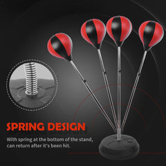 PURE Punching Bag with Stand, 126-144 cm Height Adjustable Boxing Set Free Standing Speed Bag with Gloves and Air Pump for Teenagers Home Gym Workout