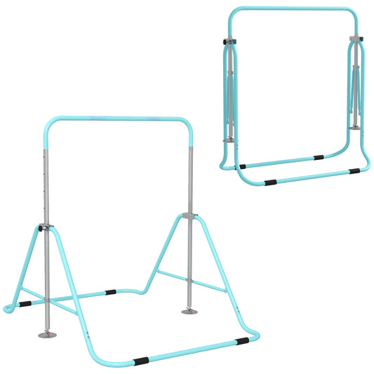 PURE Kids Gymnastic Bar, with Adjustable Height, Foldable Horizontal Bars - Light Blue