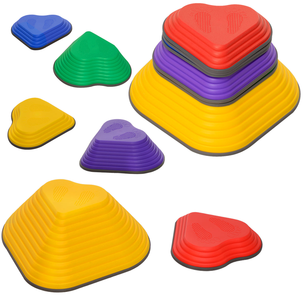 PURE 6-Piece Heart-Shaped Kids Balance Stepping Stones and Motor Skills, Multicoloured