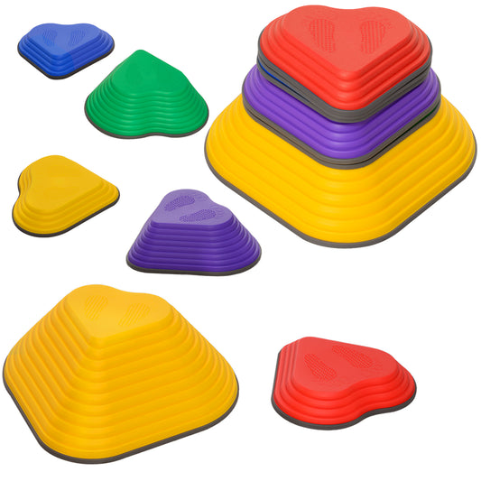 PURE 6-Piece Heart-Shaped Kids Balance Stepping Stones and Motor Skills, Multicoloured