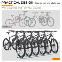 PURE Bike Stand Parking Rack Floor or Wall Mount Bicycle Cycle Storage Locking Stand 179L x 33W x 27H (6 Racks, Silver)