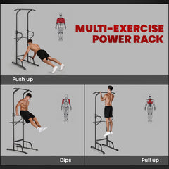 PURE Power Tower Dip Station Pull Up Bar Multi-Function Push Up Equipment with Adjustable Height for Home Gym Strength Training Workout Fitness
